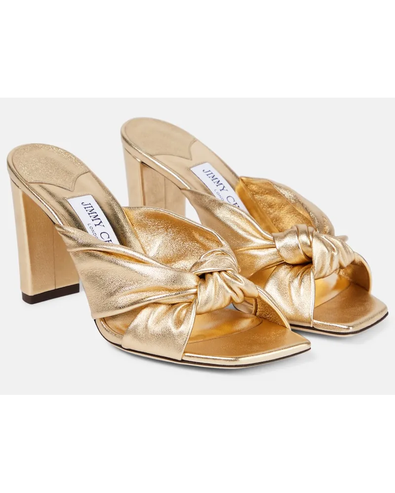 Jimmy Choo Pantoletten Avenue 85 aus Metallic-Leder Gold