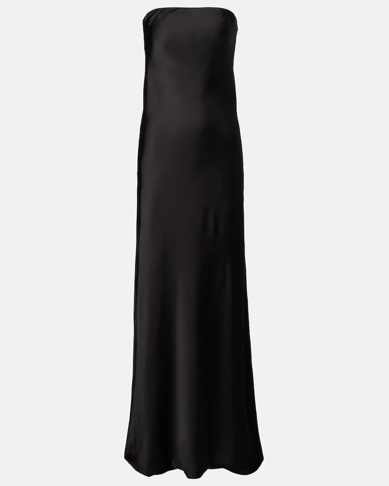 Norma Kamali Maxikleid aus Satin Schwarz