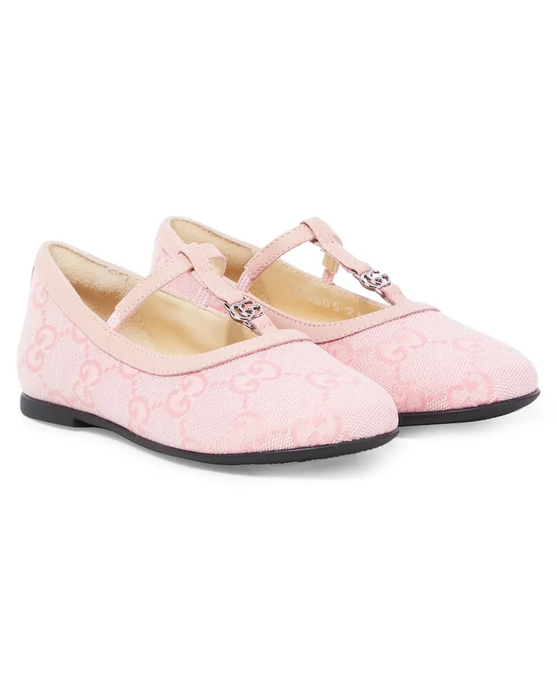 Gucci Mary-Jane-Ballerinas GG aus Canvas Pink