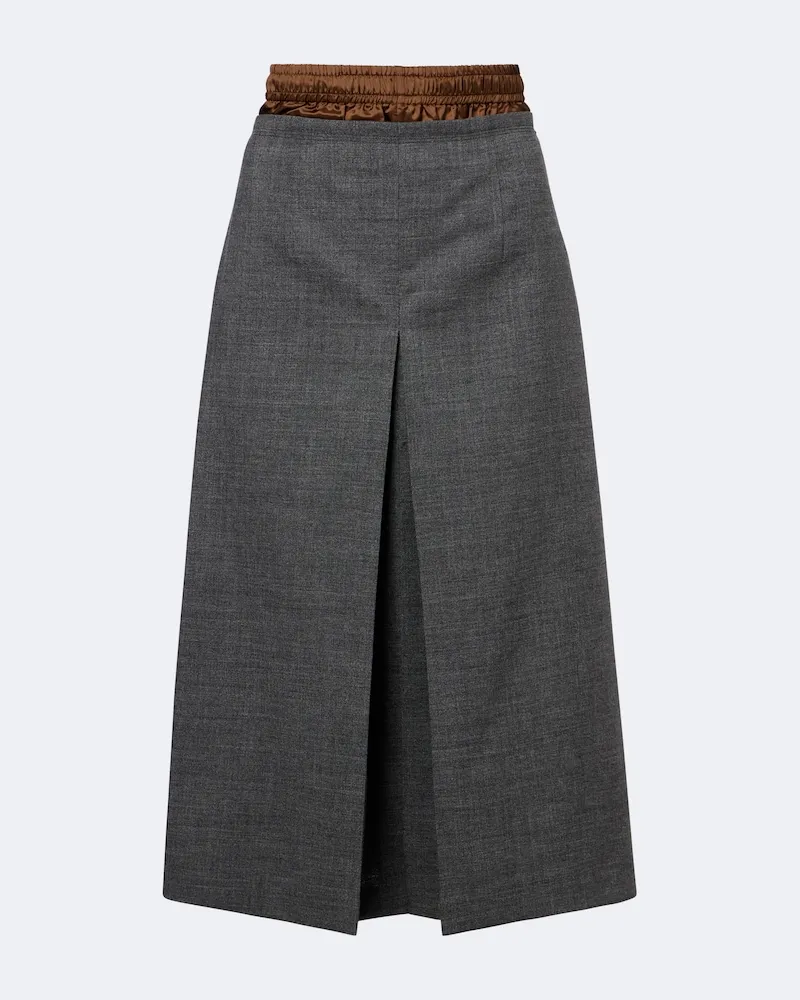Prada Midirock aus Wolle Grau