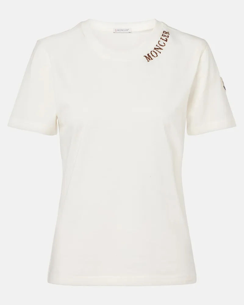 Moncler T-Shirt aus Baumwoll-Jersey Weiß