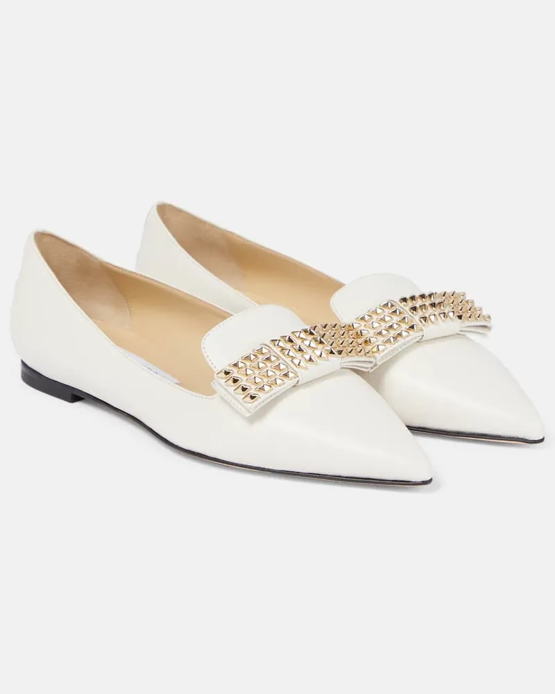 Jimmy Choo Verzierte Ballerinas Gala aus Leder Weiß