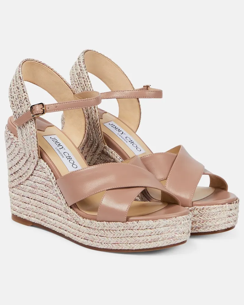 Jimmy Choo Wedge-Sandalen Dellena 100 aus Leder Rosa