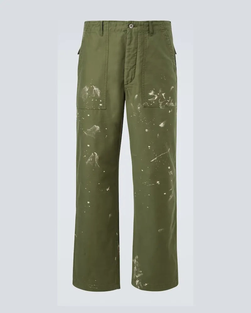 AURALEE Chinohose Bleached Baker aus Baumwolle Grün