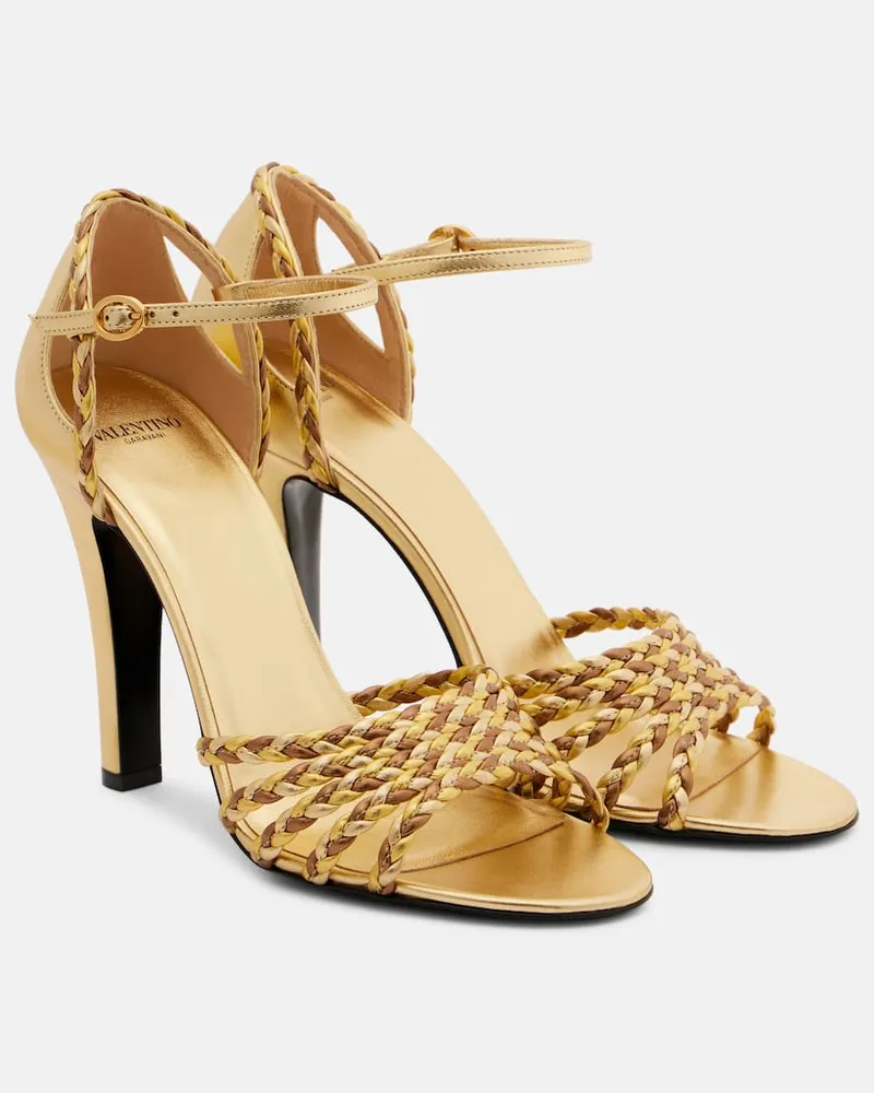 Valentino Garavani Pumps Hi Dolly 105 aus Metallic-Leder Gold