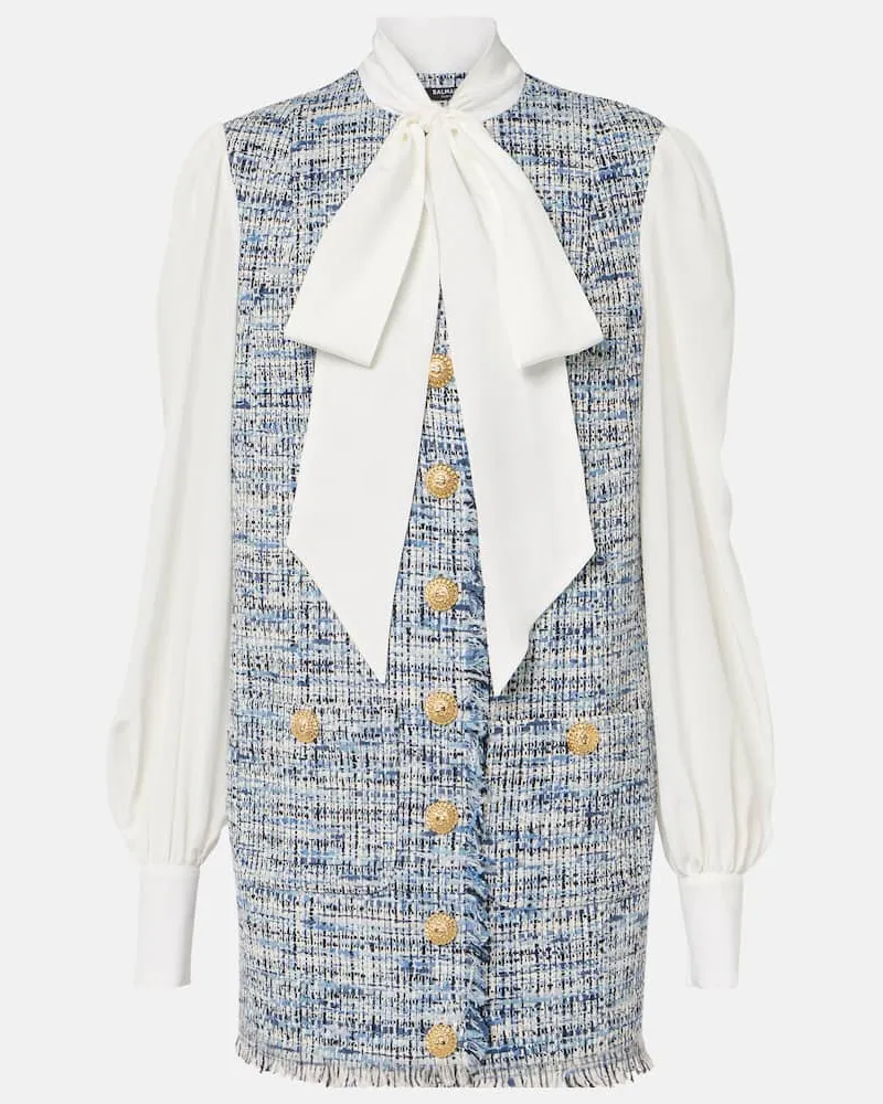 Balmain Minikleid aus Tweed Blau