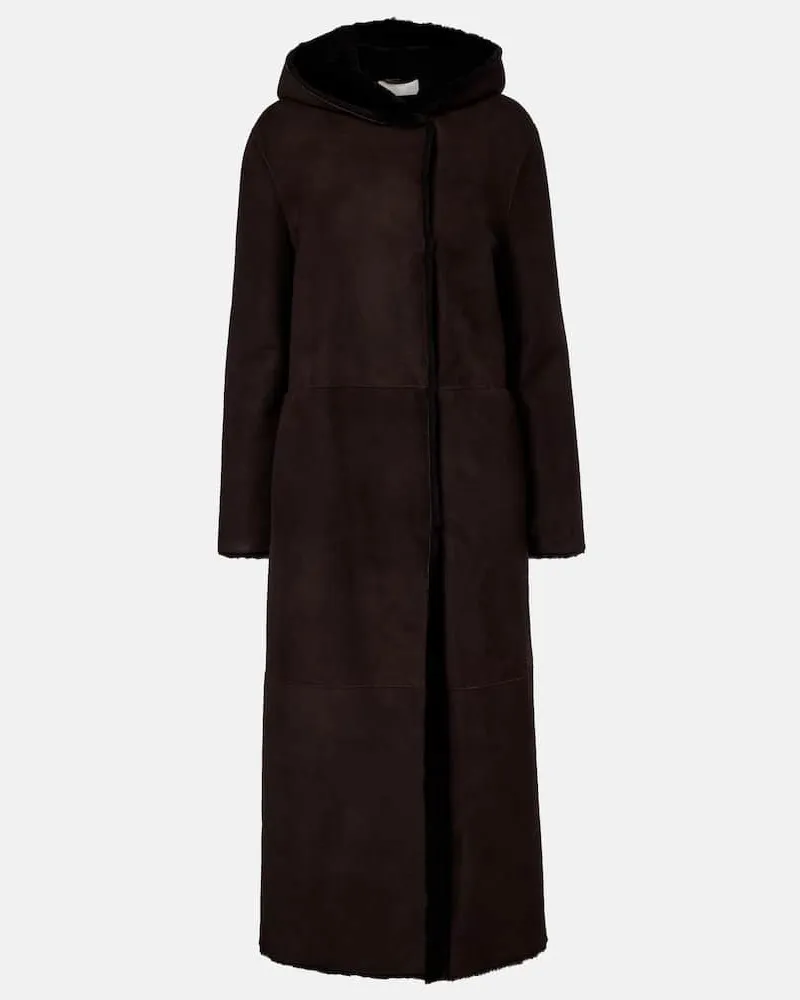 The Row Mantel Anaya aus Veloursleder mit Shearling Braun
