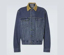 Jeansjacke mit Cord-Besatz