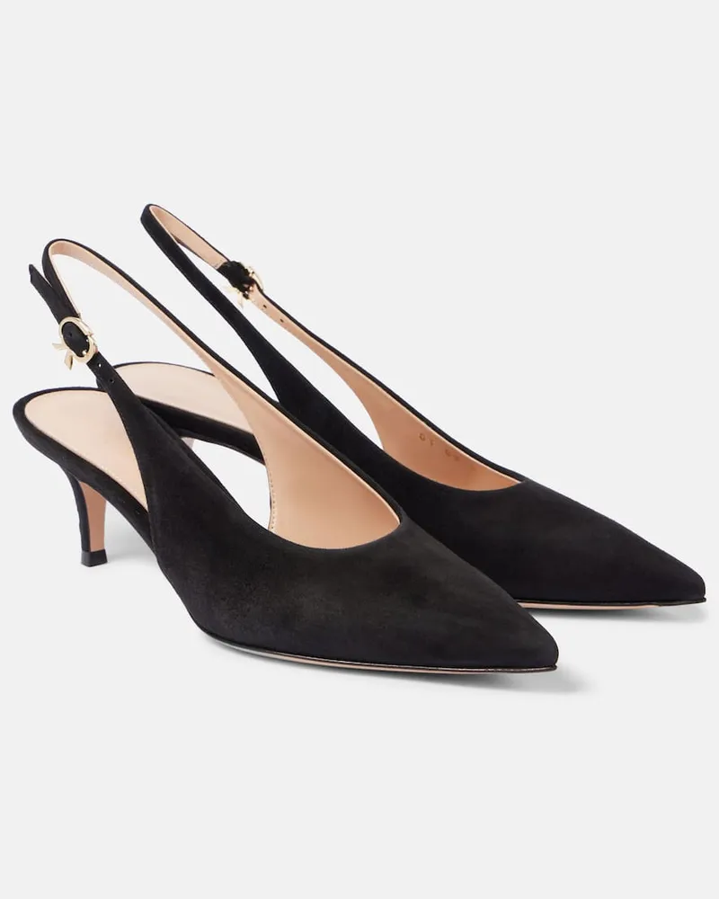 Gianvito Rossi Slingback-Pumps Robbie 55 aus Veloursleder Schwarz