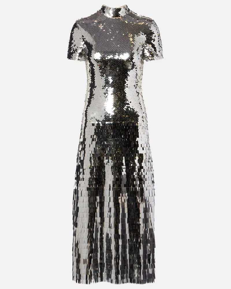 Self-Portrait Midikleid mit Pailletten Silber
