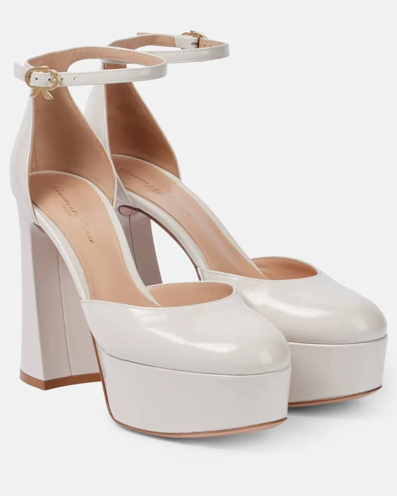 Gianvito Rossi Plateau-Pumps Hilary aus Lackleder Weiß