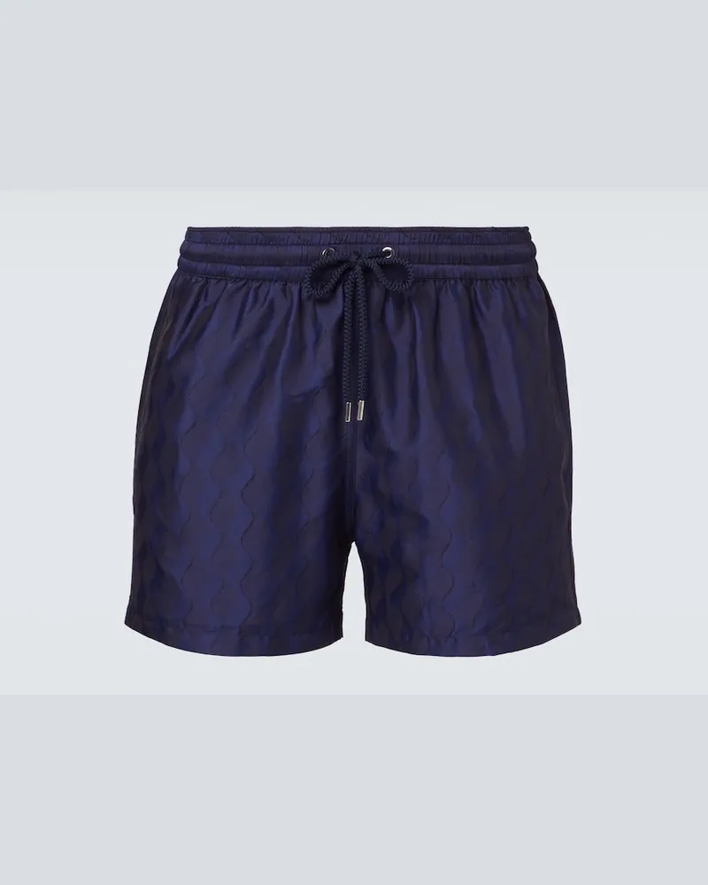 Frescobol Carioca Badeshorts Rio aus Jacquard Blau