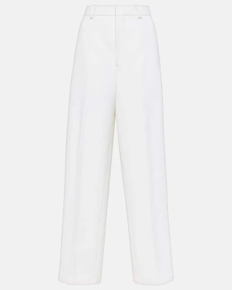 AMI Paris High-Rise-Hose aus einem Wollgemisch Weiß