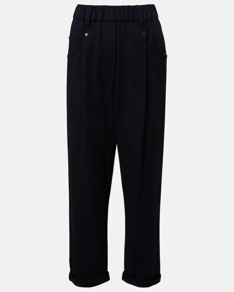 Brunello Cucinelli Gerade Hose Monili aus einem Baumwollgemisch Blau