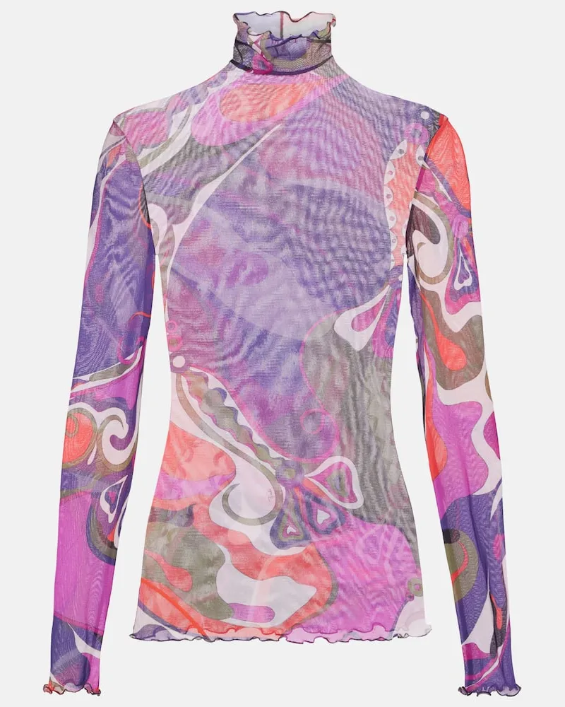 Emilio Pucci Top Orchidee aus Tüll Multicolor