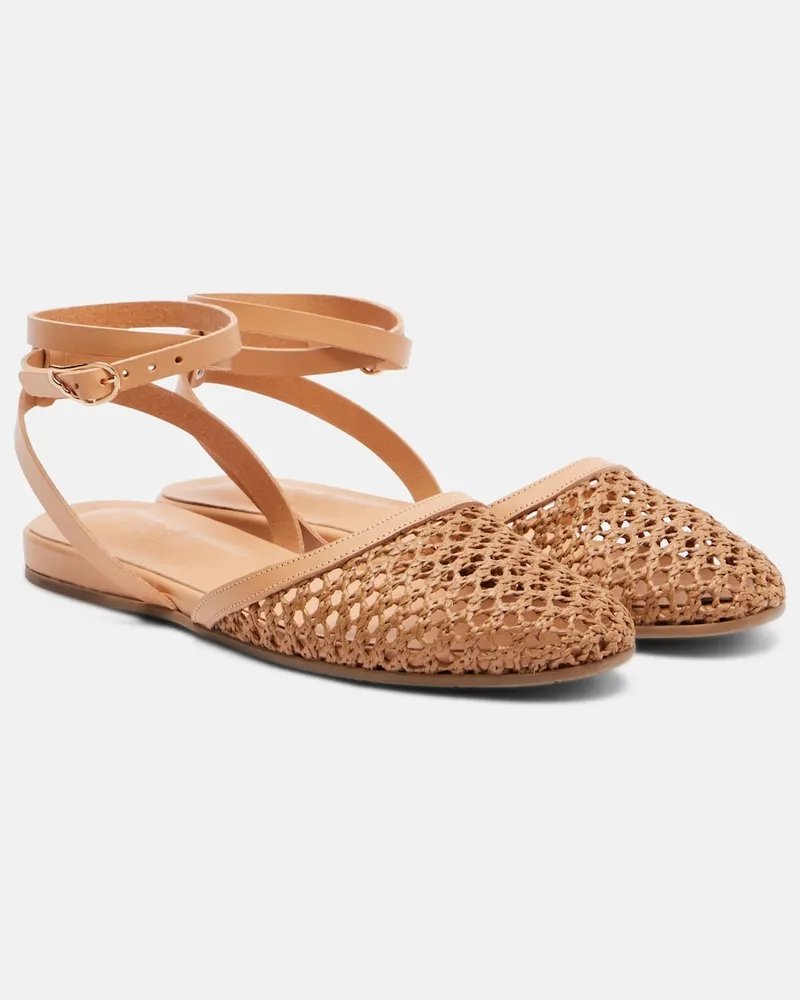 Ancient Greek Sandals Slingback-Ballerinas Filothea aus Raffiabast Braun