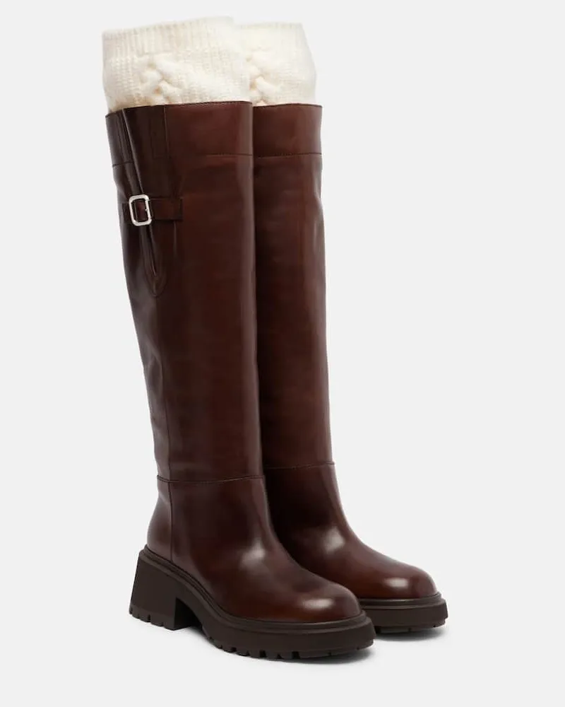Jimmy Choo Stiefel Tamsin aus Wolle und Leder Braun