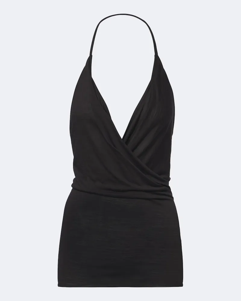 Rick Owens Top aus Wolle und Seide Schwarz
