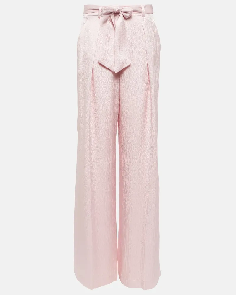 Gabriela Hearst High-Rise Wide-Leg Hose aus Seide Rosa