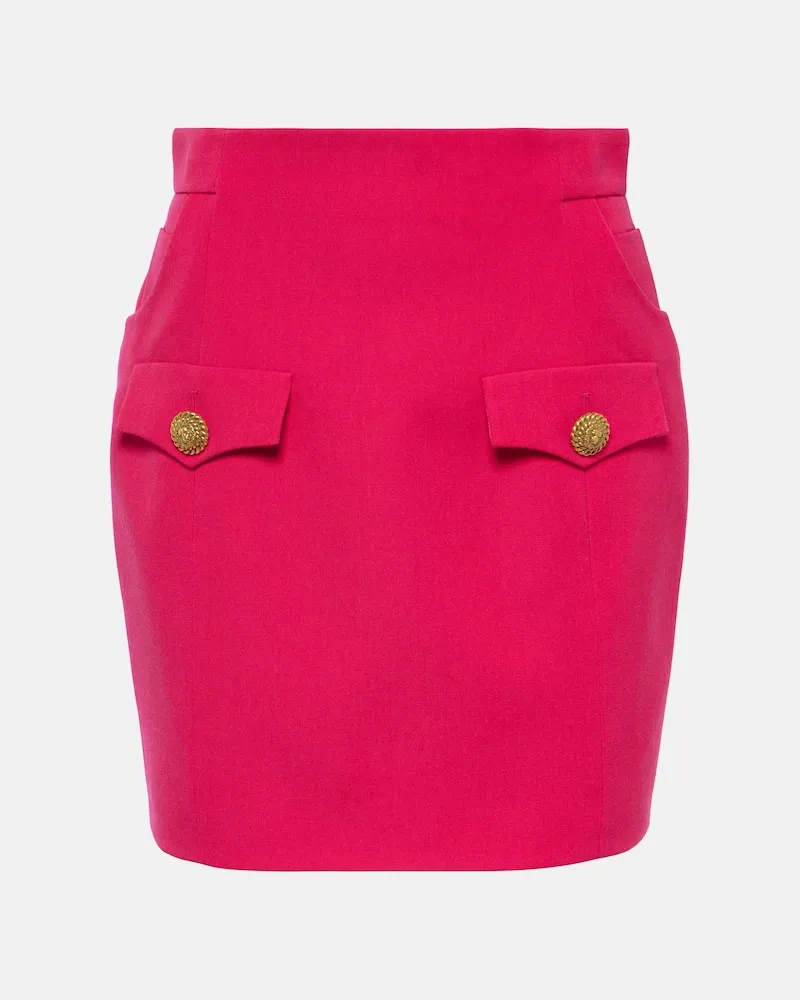 Balmain Minirock aus Schurwolle Rosa
