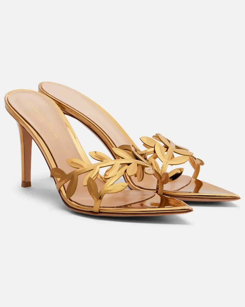 Gianvito Rossi Pantoletten Flavia aus Metallic-Leder Gold