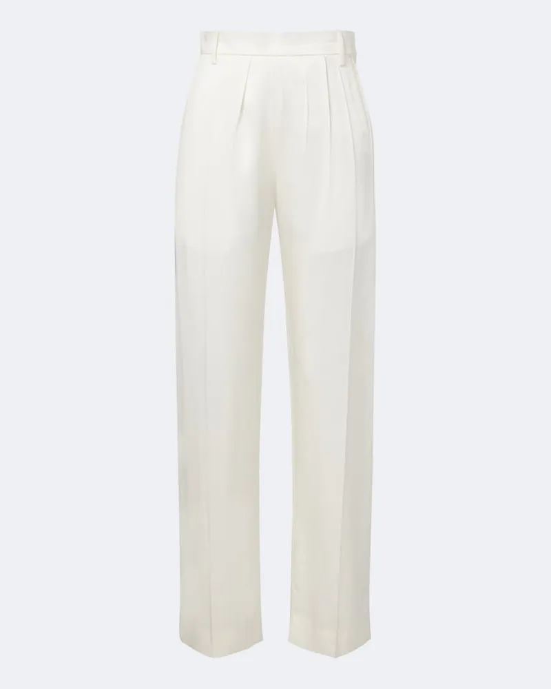 Victoria Beckham Weite Hose aus Satin Weiß