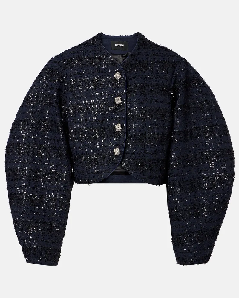 ROTATE Birger Christensen Jacke aus Bouclé mit Pailletten Blau