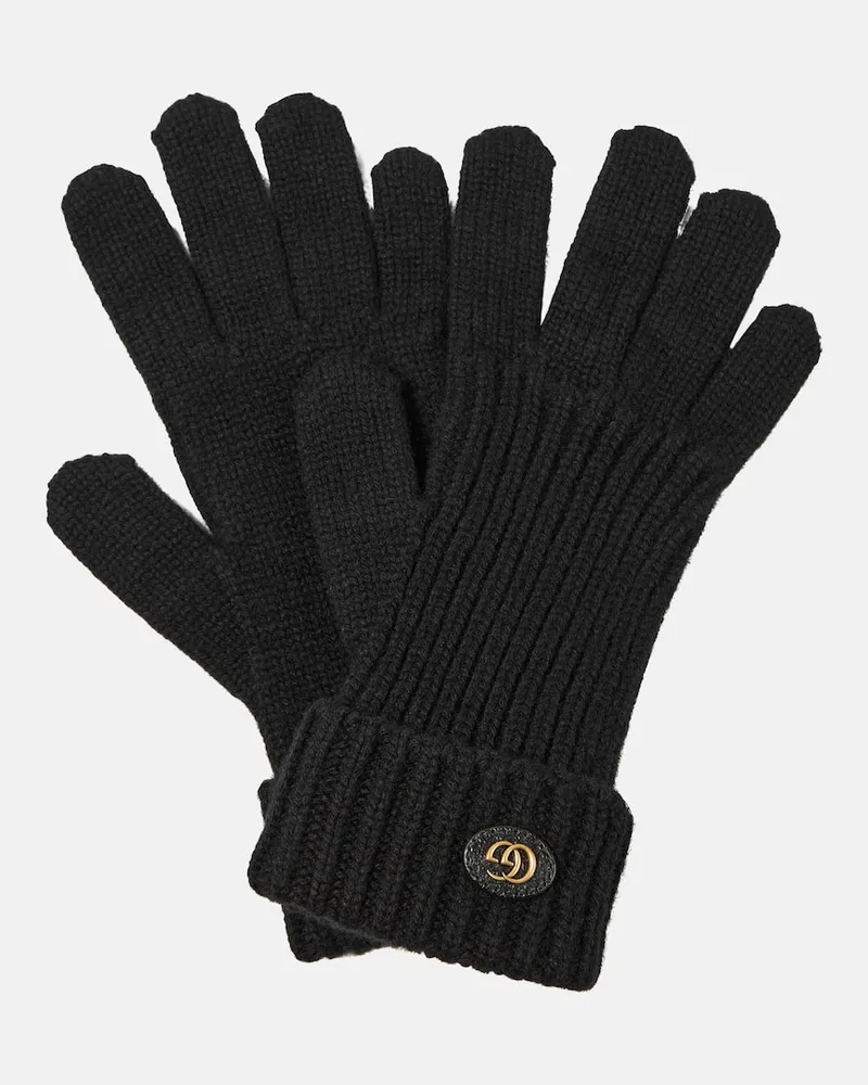 Gucci Handschuhe Double G aus Wolle und Kaschmir Schwarz