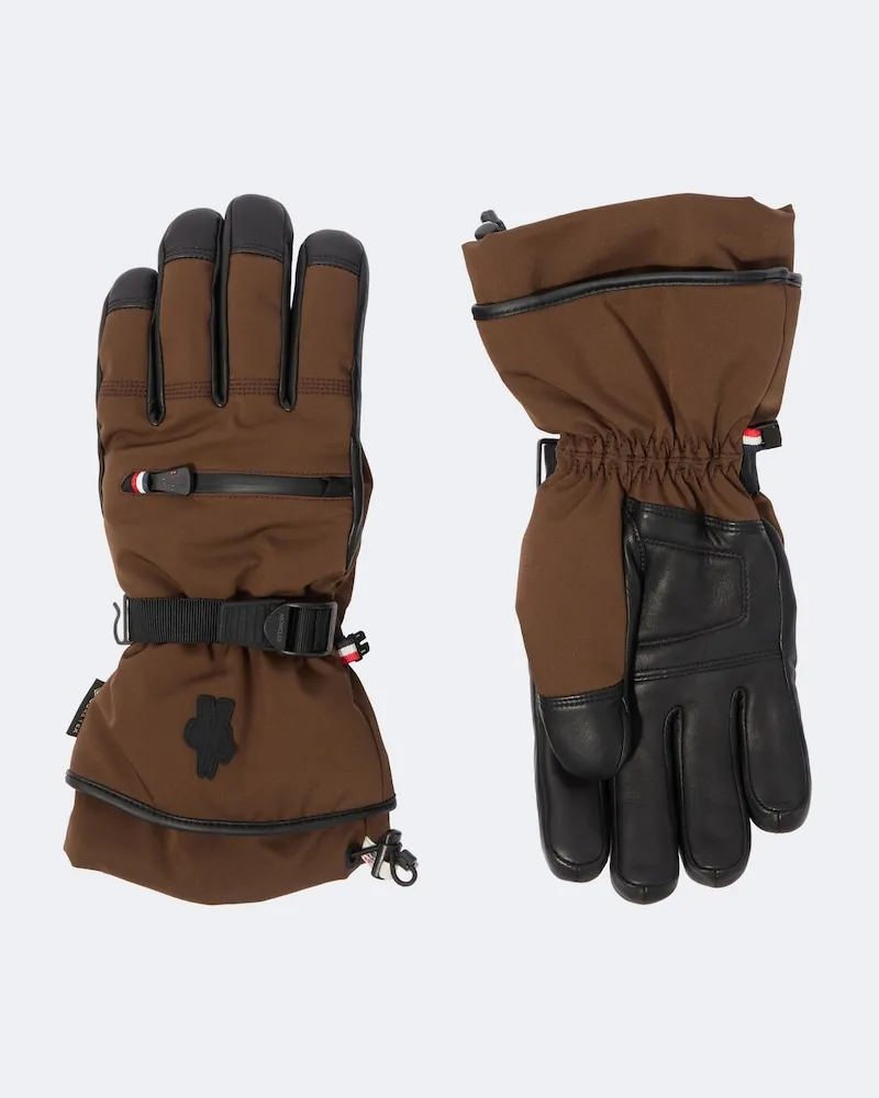 Moncler Skihandschuhe mit Leder Braun