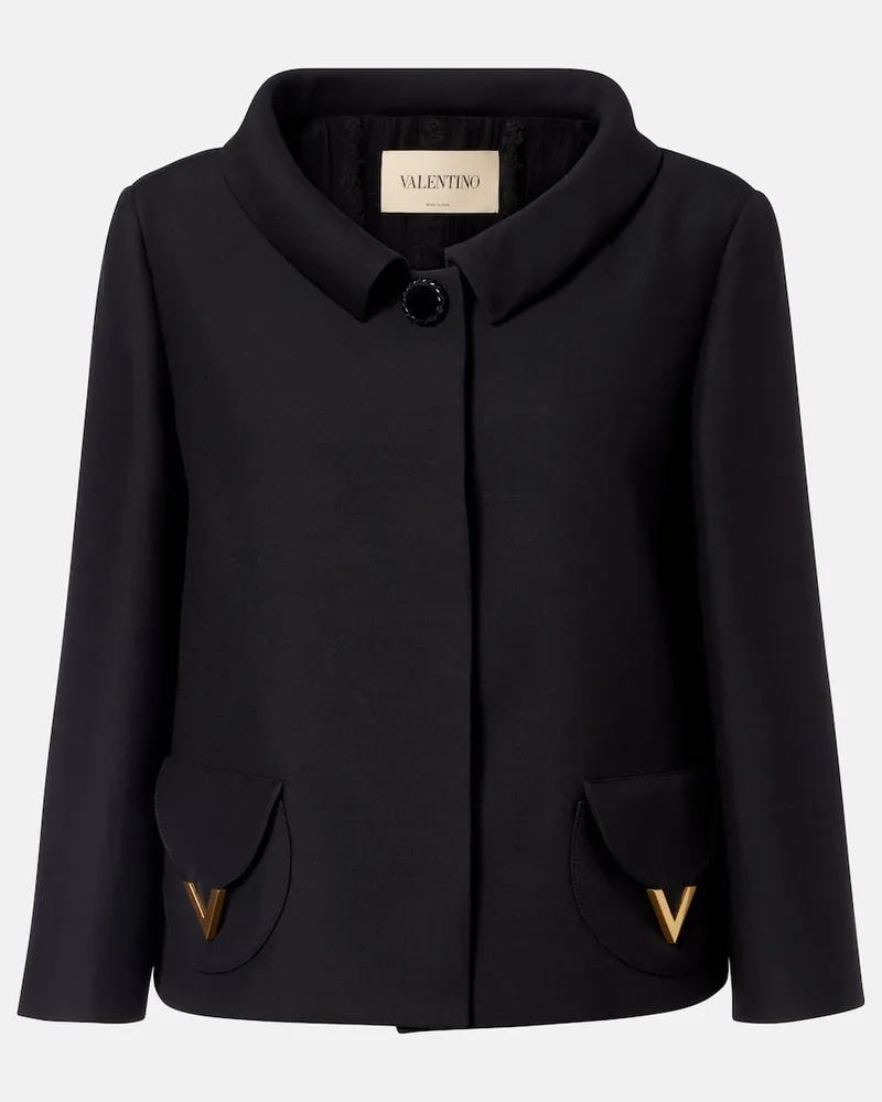 Valentino Garavani Jacke VGold aus Crepe Couture Schwarz