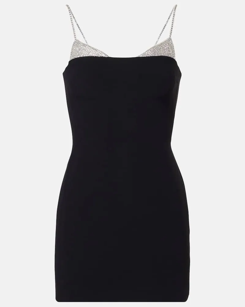 David Koma Verziertes Minikleid aus Cady Schwarz