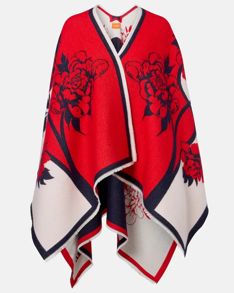 La DoubleJ Poncho Soul aus Wolle und Seide Rot