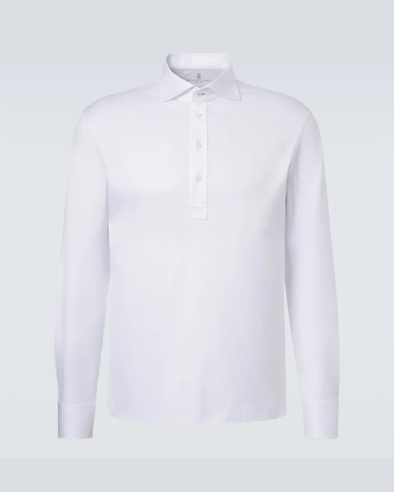 Brunello Cucinelli Polohemd aus Baumwoll-Jersey Weiß
