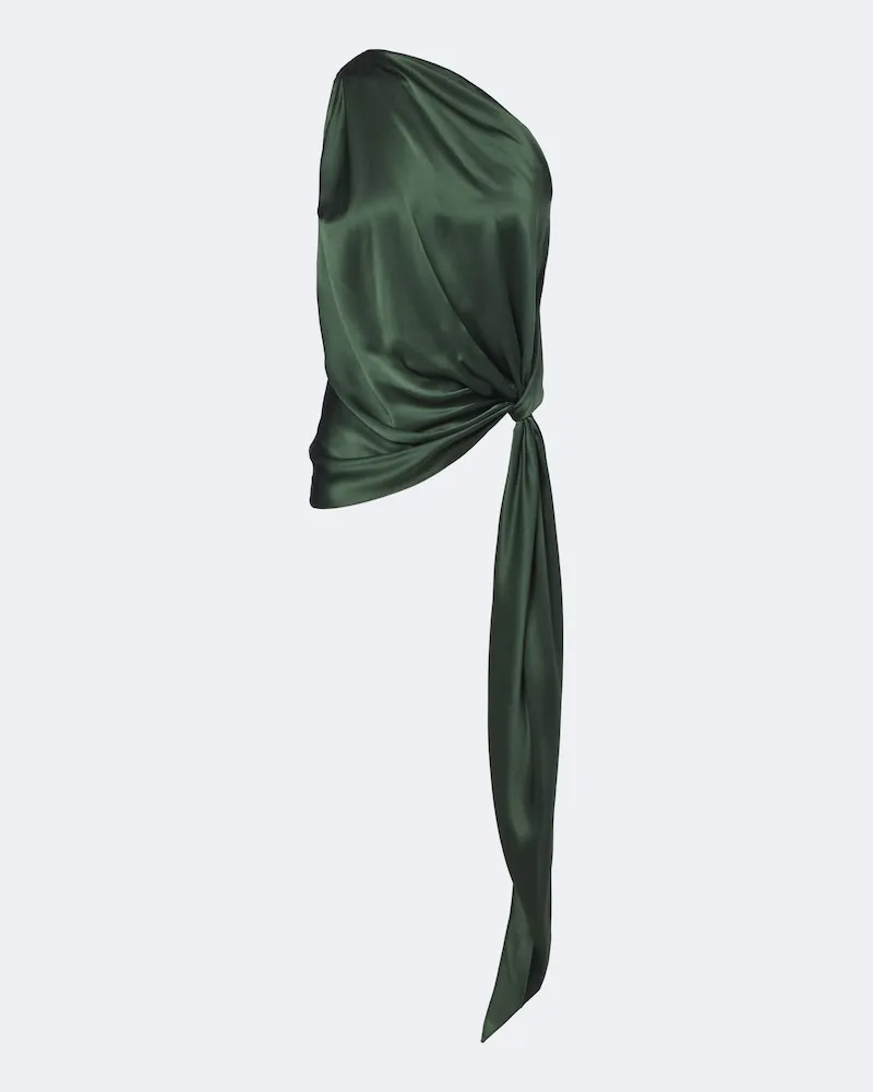 The Sei One-Shoulder Top aus Seidensatin Grün