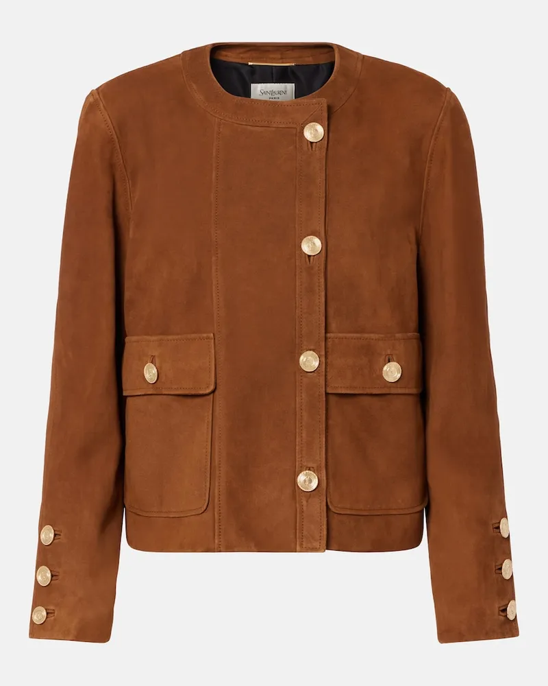 Saint Laurent Jacke aus Veloursleder Braun