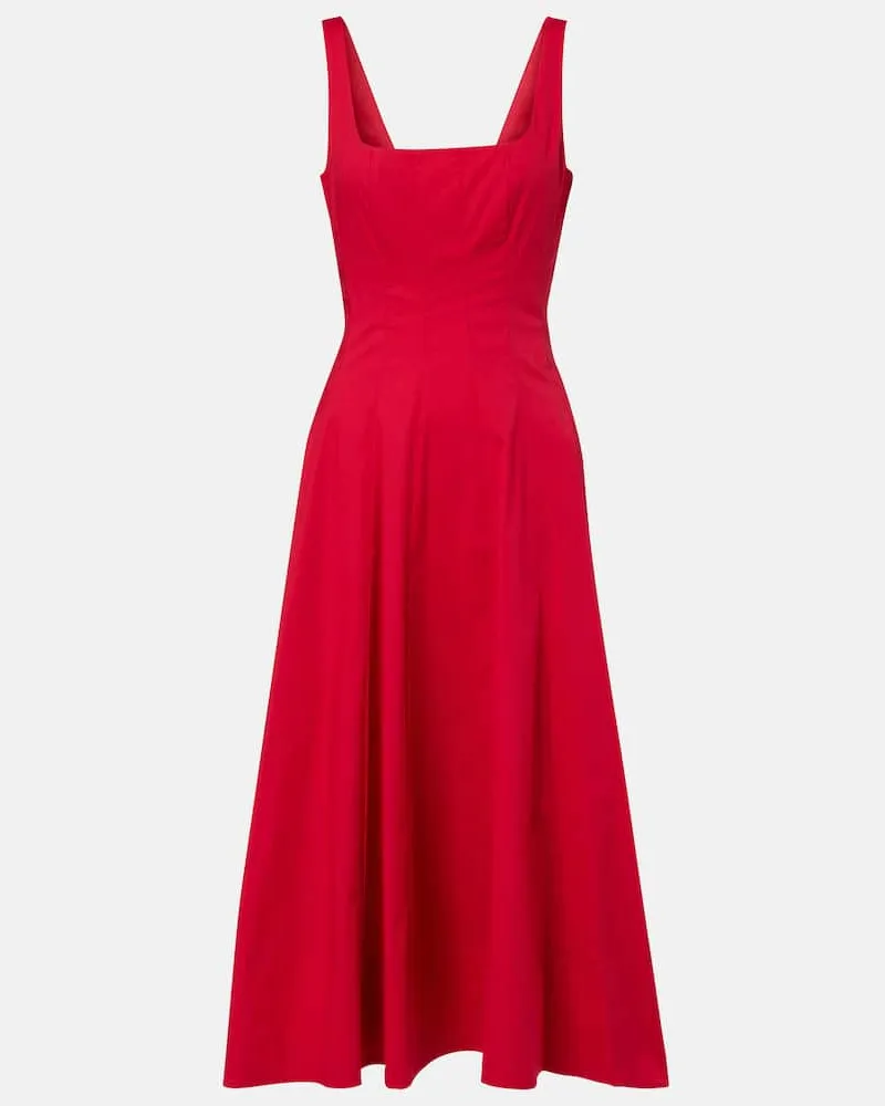 STAUD Midikleid Wells aus Baumwollpopeline Rot