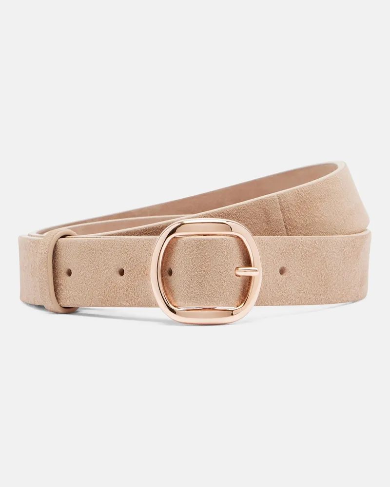 Gabriela Hearst Gürtel Elster Thin aus Veloursleder Beige