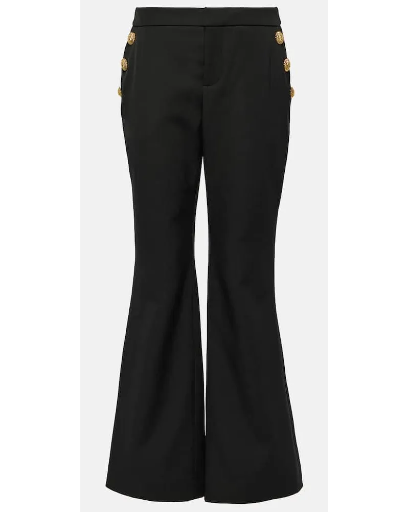 Balmain Schlaghose aus Schurwolle Schwarz