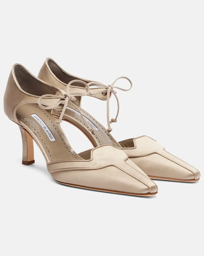 Manolo Blahnik Pumps Orata 70 aus Satin Beige