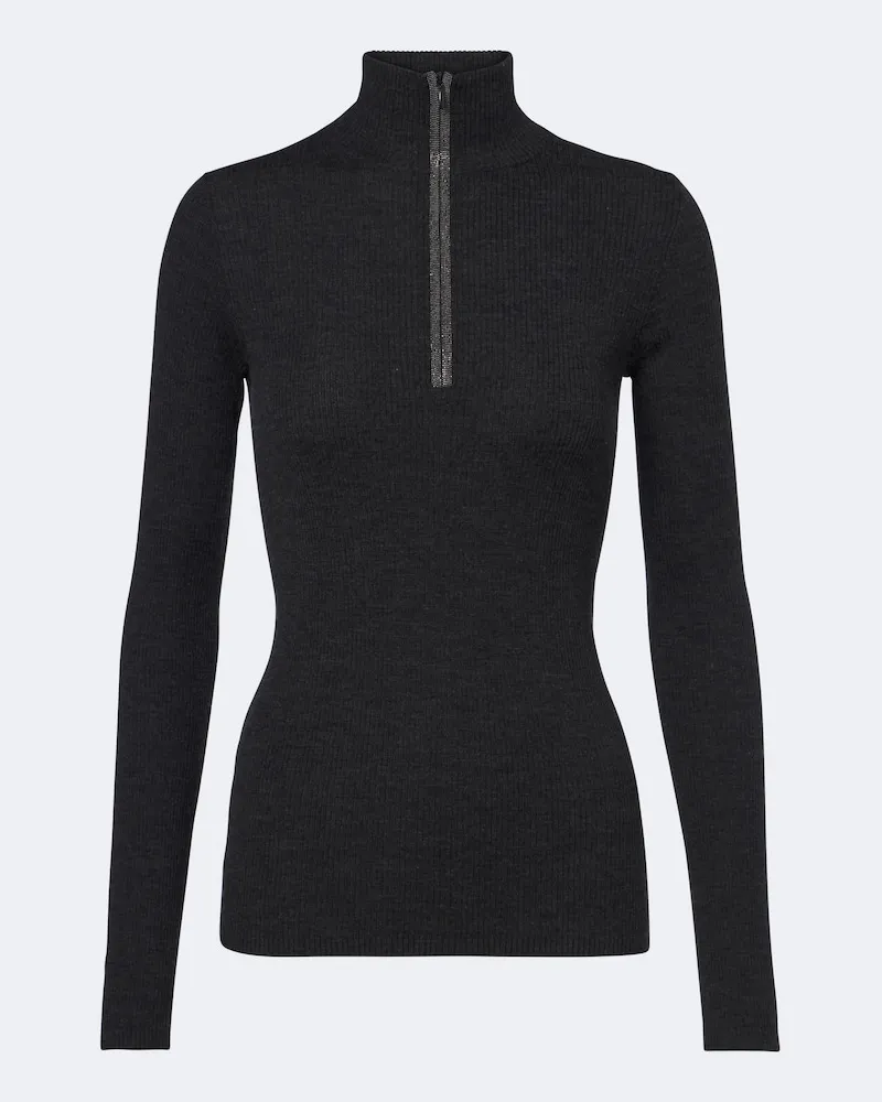 Brunello Cucinelli Pullover aus Wolle und Kaschmir Grau