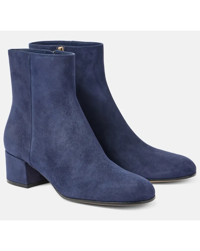 Gianvito Rossi Ankle Boots 45 aus Veloursleder Blau