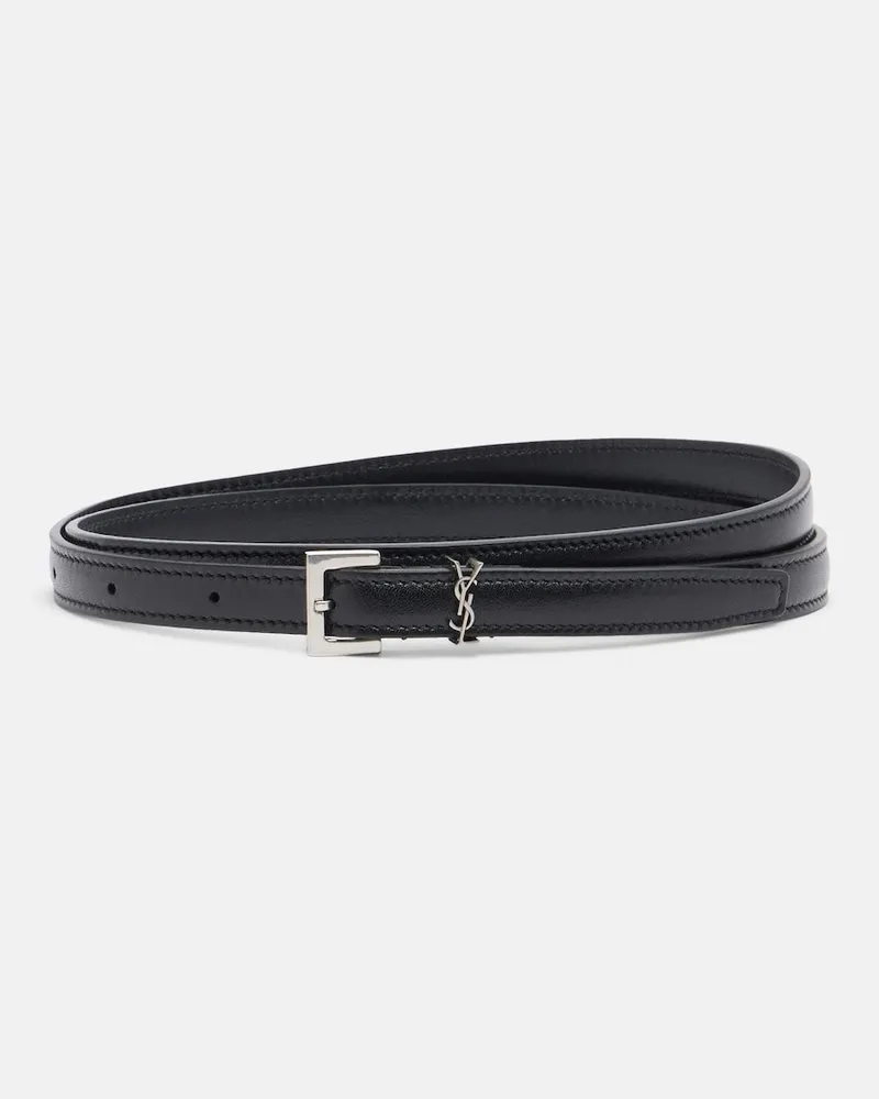 Saint Laurent Gürtel Cassandre aus Leder Schwarz