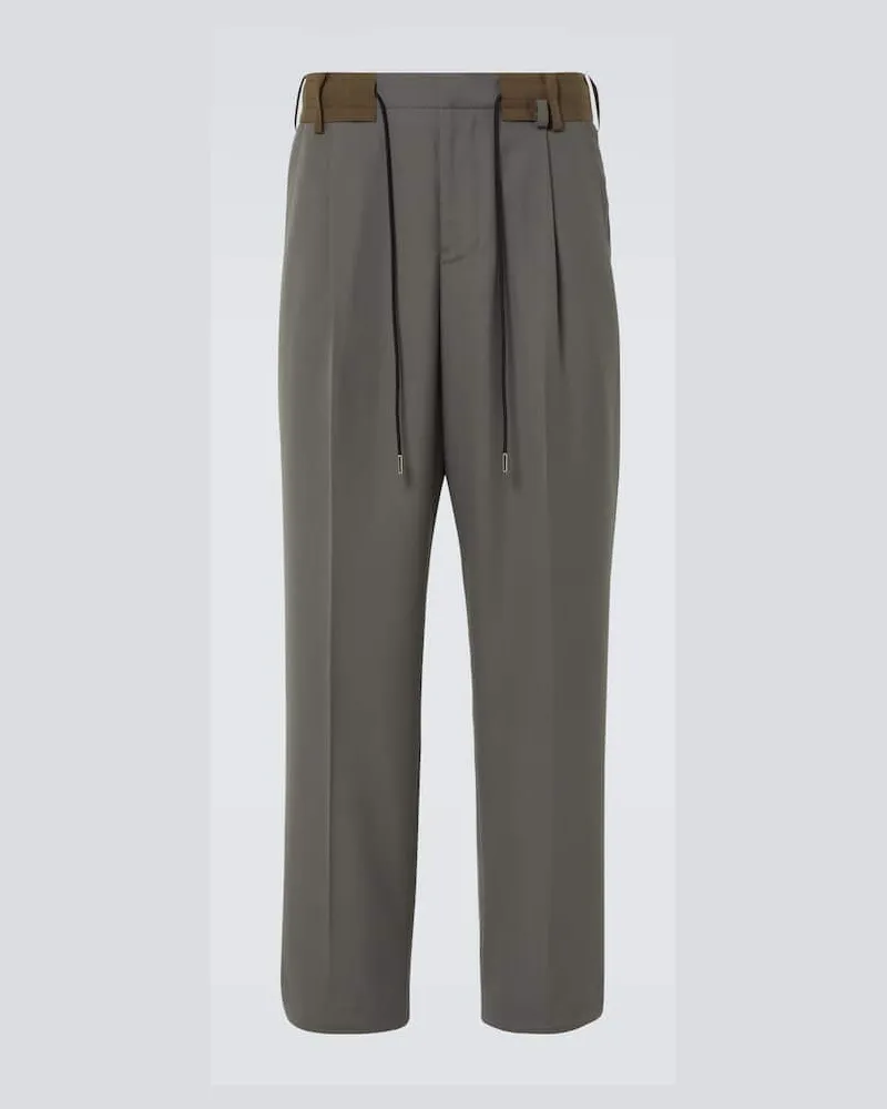 Sacai Weite Mid-Rise-Hose Grau