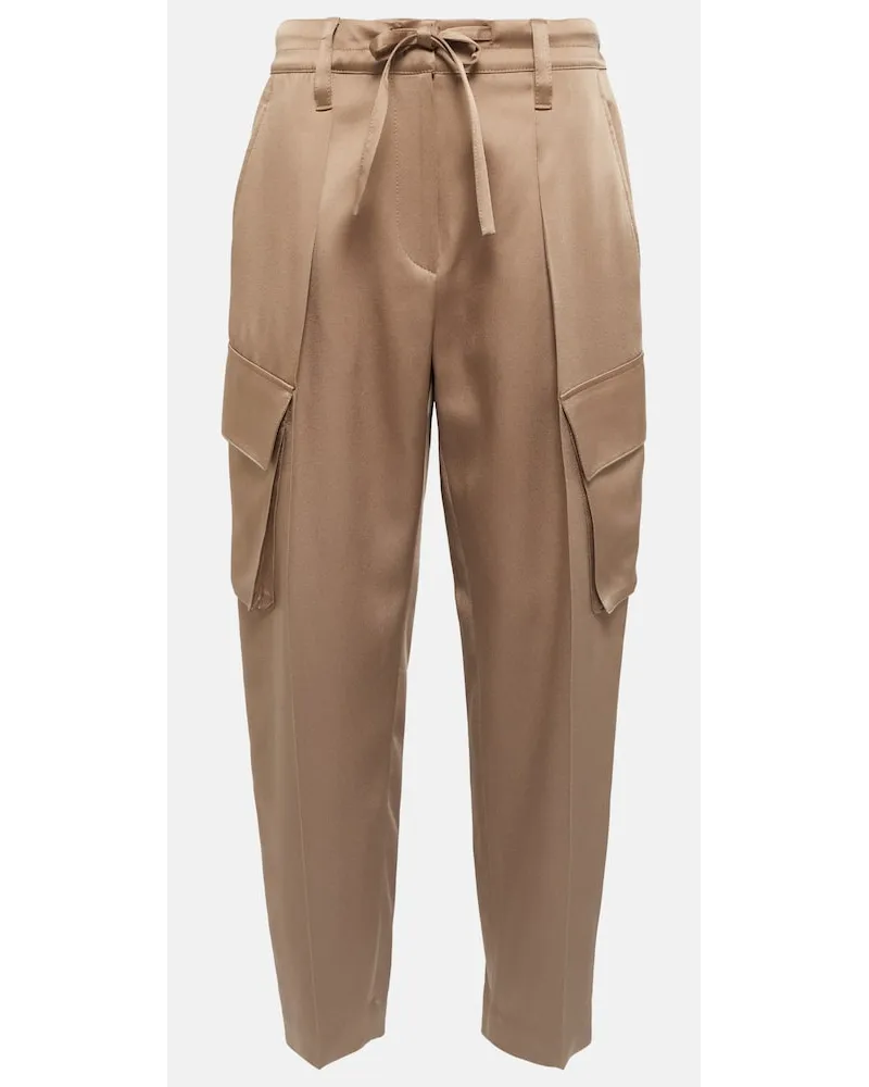 Brunello Cucinelli High-Rise-Cargohose Beige