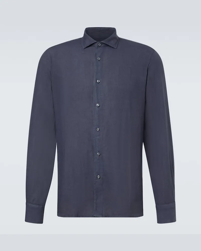 Fedeli Hemd Nick aus Leinen Blau