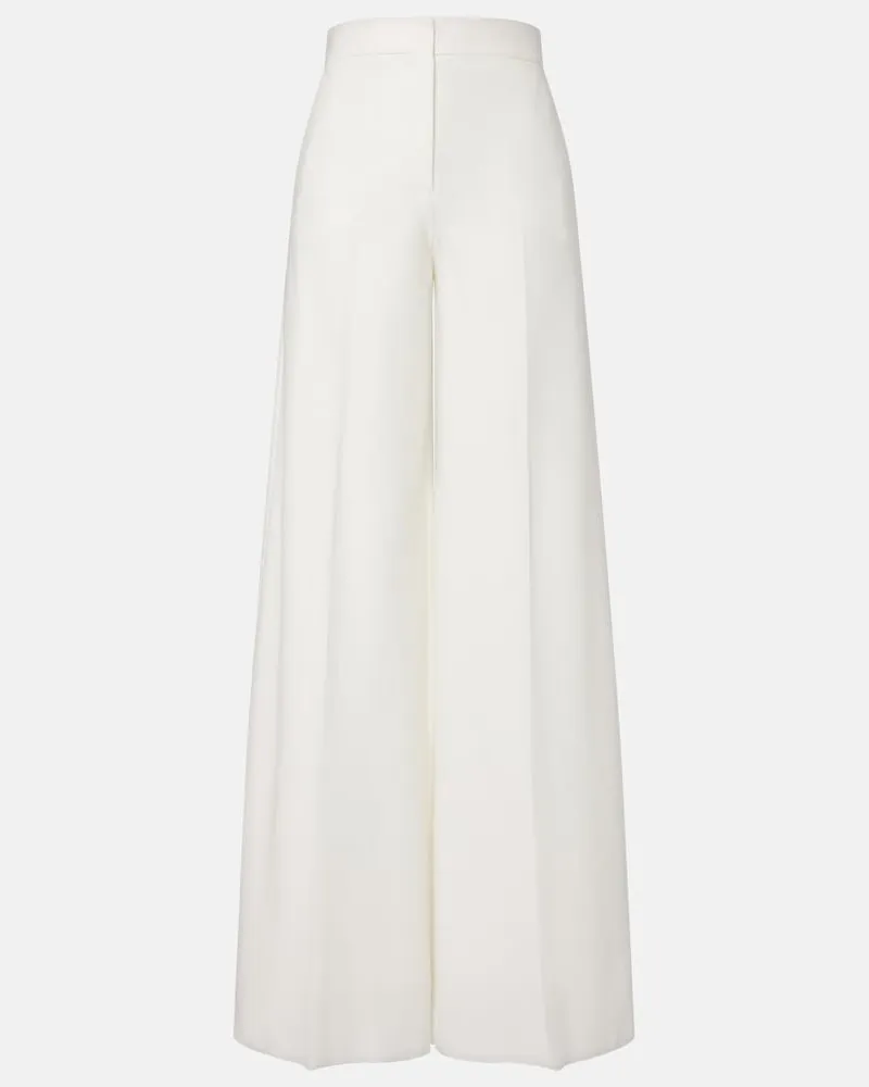 Max Mara Weite Hose aus Baumwoll-Piqué Weiß