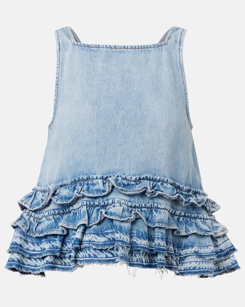 Ganni Top aus Denim Blau