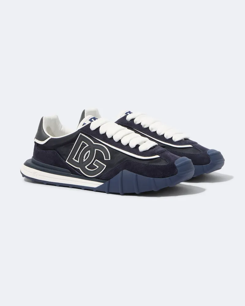 Dolce & Gabbana Sneakers DG aus Canvas mit Veloursleder Blau
