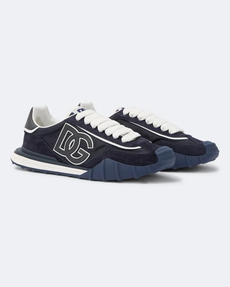 Dolce & Gabbana Sneakers DG aus Canvas mit Veloursleder Blau