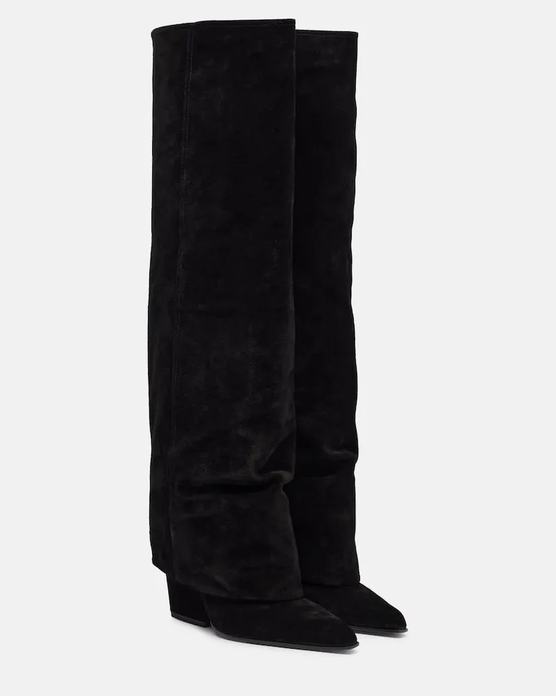 Paris Texas Stiefel Jane 100 aus Veloursleder Schwarz
